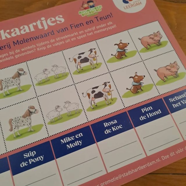 Vandaag Streekmarkt | De week van ons eten
Als Stadshart hebben wij weer een leuke winactie tijdens de afsluitende streekmarkt voor 'De Week Van Ons Eten'.
Hoe werkt de actie?
- Spot de figuren uit Fien en Teun in de etalages en vermeld deze op de kaart.
- Heb je ze allemaal gezien maak dan een foto van de kaart naar promotie@stadshartleerdam.nl
- de figuren uit de kaart kun je uitknippen en gebruiken als 'Fien en Teun Memoryspel'
Vrijdag maken we de winnaars bekend. Zij mogen naar Avonturen Boerderij Molenwaard.
Invulkaarten zijn onder andere te verkrijgen bij: @primeraleerdam
@bakkerbartleerdam @kahvekoffiekruimels @bakkerijdejager @electroworldleerdam @travelstorenl @cigoleerdam.
Er is vandaag ook een Meet & Greet met Fien en Teun.
Wie moet dit weten...?
#StadshartLeerdam #deweekvanonseten #gemeentevijfheerenlanden #fienenteun avonturenboerderijmolenwaard